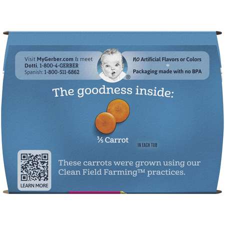 Gerber Gerber 1st Foods Carrot Multi Pack 4 oz. Tubs, PK8 00015000910280U